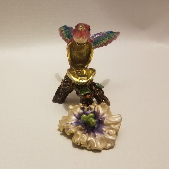 Swarovski-style bejeweled hummingbird-shaped trinket box - Picture 10 of 13